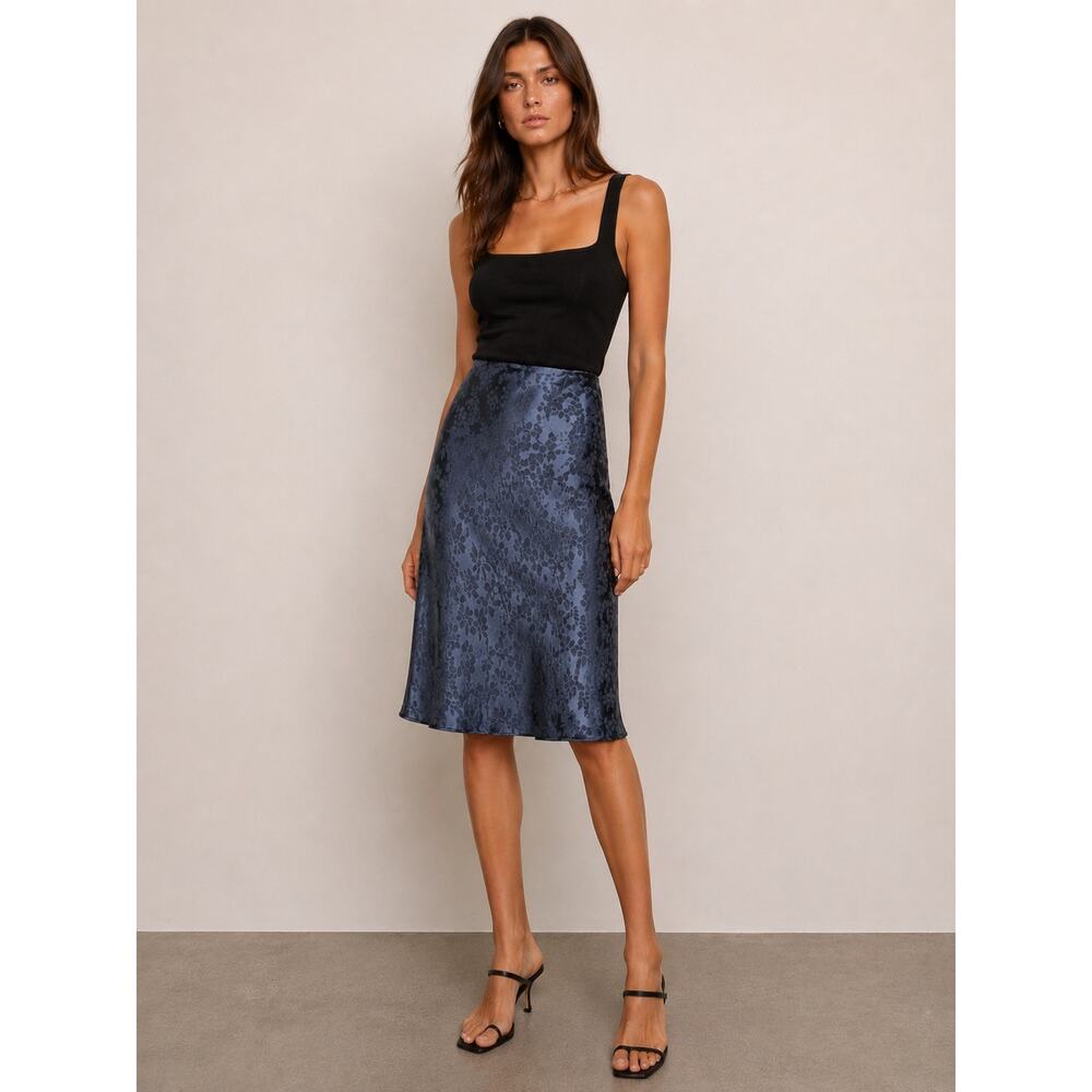 Rag & Bone Mandy Floral Blue Slip Skirt Medium Romantic Feminine Office Chic